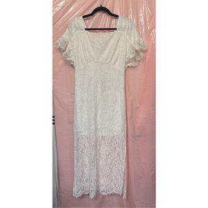 Women's Promesa White Lace Midi Dress Size L